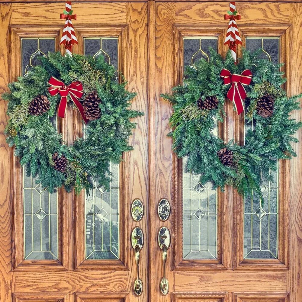 Candy Cane Wreath Hooks Set - Stylish Over The Door Wreath Hangers for Christmas